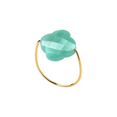 Bague Morganne Bello Friandise Trèfle en or jaune et amazonite