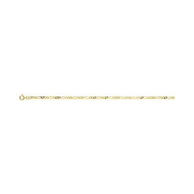 Bracelet chaîne maille figaro alternée en plaqué or, taille 18cm