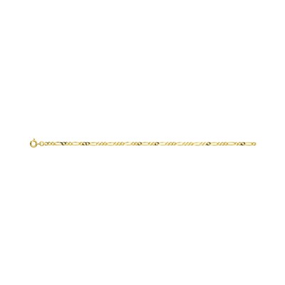 Collier chaîne maille figaro alternée en plaqué or, taille 45cm