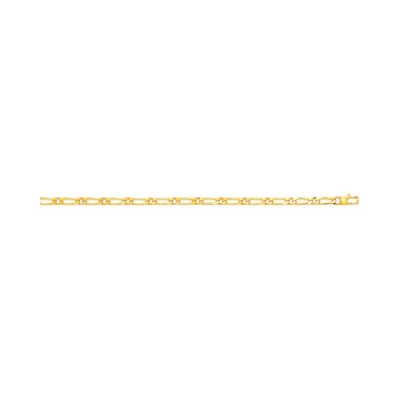 Bracelet chaîne figaro 1+1 en plaqué or