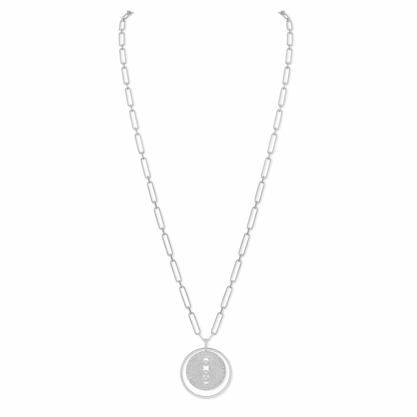Messika Lucky Move L pave necklace, white gold, diamonds