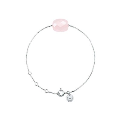 Bracelet Morganne Bello Friandise en or blanc et quartz rose poudre