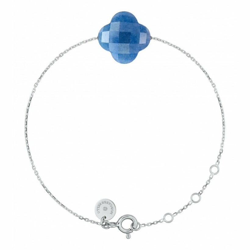 Bracelet Morganne Bello Friandise Trèfle en or blanc et quartz bleu