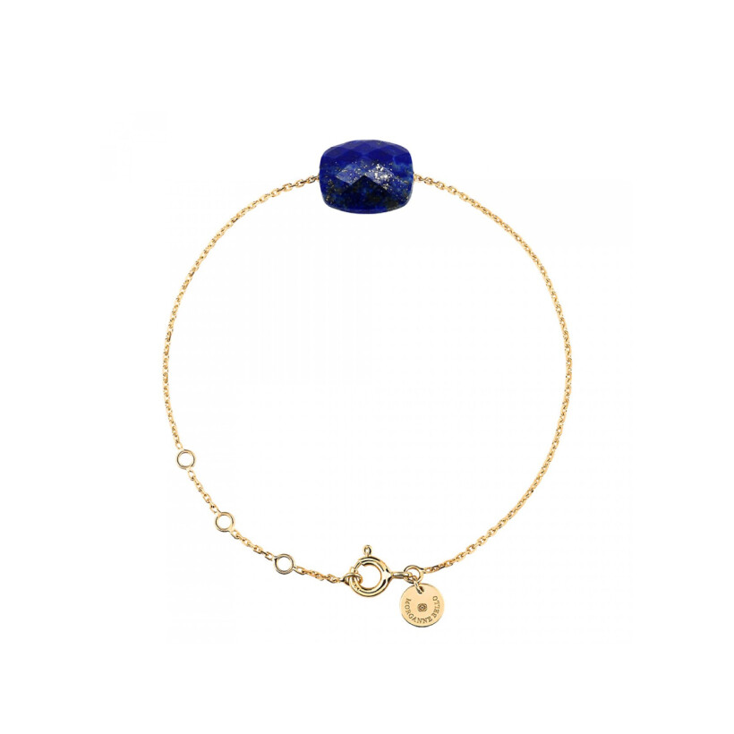 Bracelet Morganne Bello Friandise Coussin en or jaune et lapis lazuli