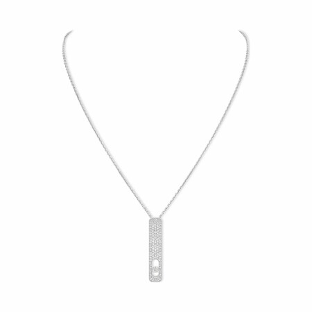 Messika My First Diamond L necklace, white gold pave, diamonds