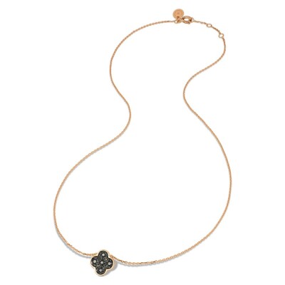 Collier Morganne Bello Jardin Précieux en or rose et trèfle serti de diamants noirs