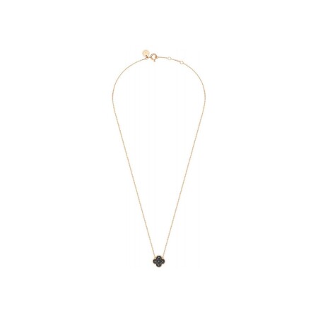 Collier Morganne Bello Jardin Précieux en or rose et trèfle serti de diamants noirs