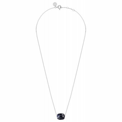 Collier Morganne Bello Friandise en or blanc et piétersite bleue