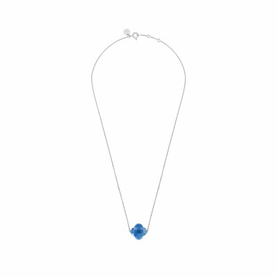 Collier Morganne Bello Friandise Trèfle en or blanc et quartz bleu