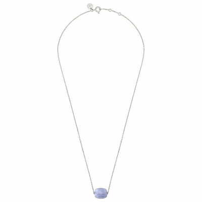 Collier Morganne Bello Friandise Coussin en or blanc et agate bleue dentelle