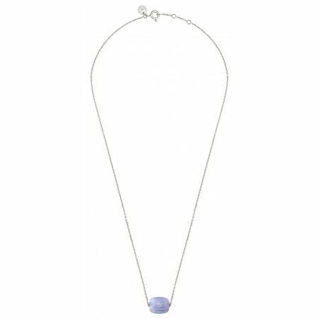 Collier Morganne Bello Friandise Coussin en or blanc et agate bleue dentelle