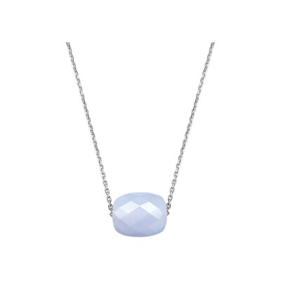 Collier Morganne Bello Friandise en or blanc et agathe bleue dentelle