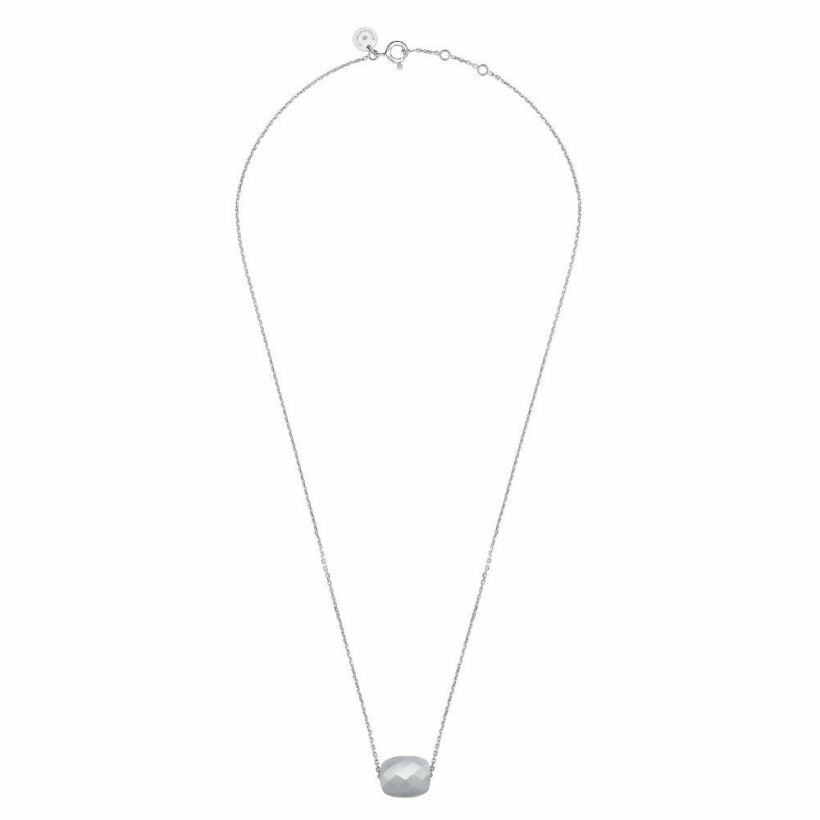 Collier Morganne Bello Friandise Coussin en or blanc et pierre de lune grise