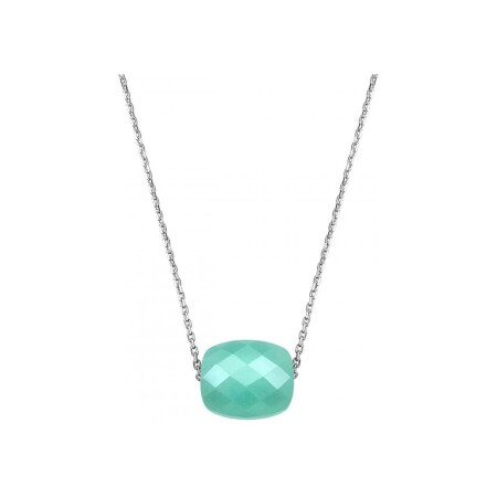 Collier Morganne Bello Friandise en or blanc et amazonite