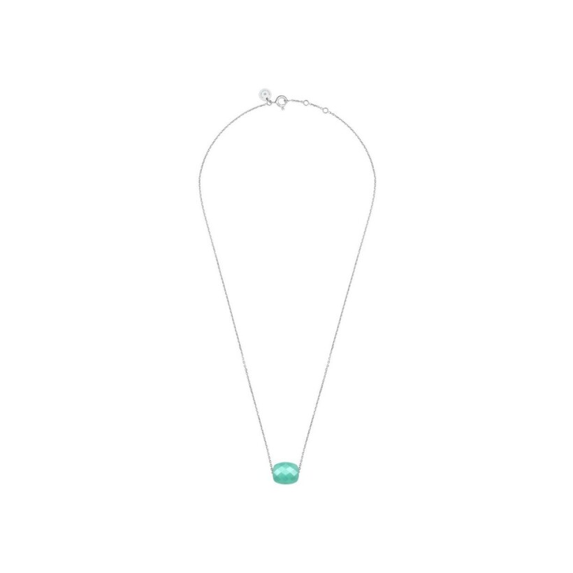 Collier Morganne Bello Friandise en or blanc et amazonite