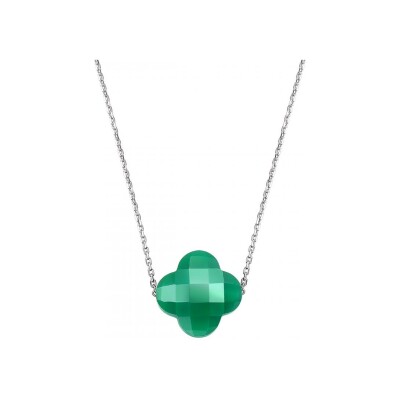 Collier Morganne Bello Friandise en or blanc et agathe verte