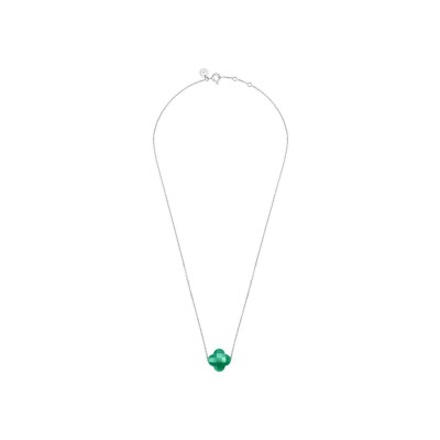 Collier Morganne Bello Friandise en or blanc et agathe verte