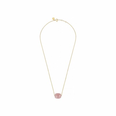 Collier Morganne Bello Friandise en or jaune et coussin guava quartz