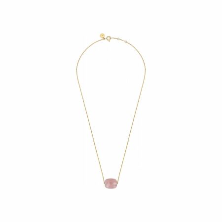 Collier Morganne Bello Friandise en or jaune et coussin guava quartz