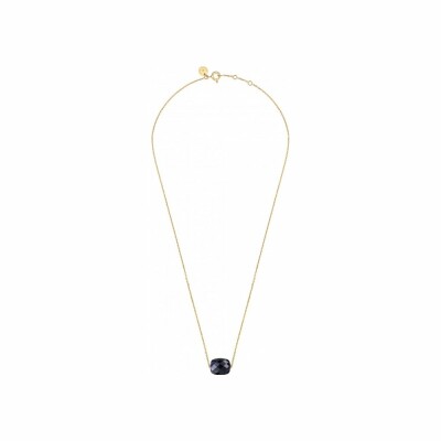 Collier Morganne Bello Friandise en or jaune et piétersite bleue