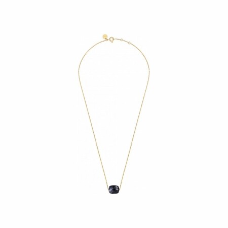 Collier Morganne Bello Friandise en or jaune et piétersite bleue