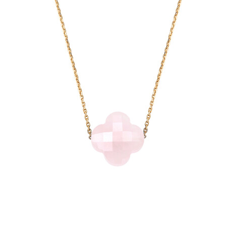 Collier Morganne Bello Friandise Coussin en or jaune et quartz rose poudré