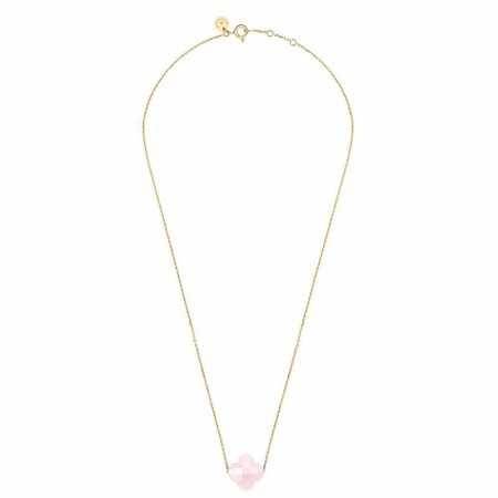 Collier Morganne Bello Friandise Coussin en or jaune et quartz rose poudré