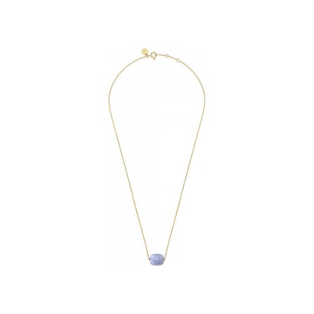 Collier Morganne Bello Friandise en or jaune et agathe bleue dentelle