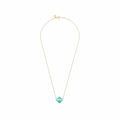 Collier Morganne Bello Friandise Trèfle en or jaune et amazonite