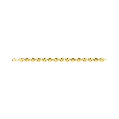 Bracelet chaîne maille grain de café en plaqué or, taille 21cm
