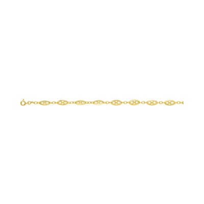 Bracelet chaîne maille filigrane en plaqué or, taille 18cm