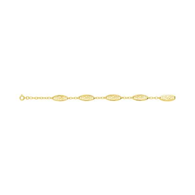 Bracelet chaîne maille filigrane en plaqué or, taille 18cm