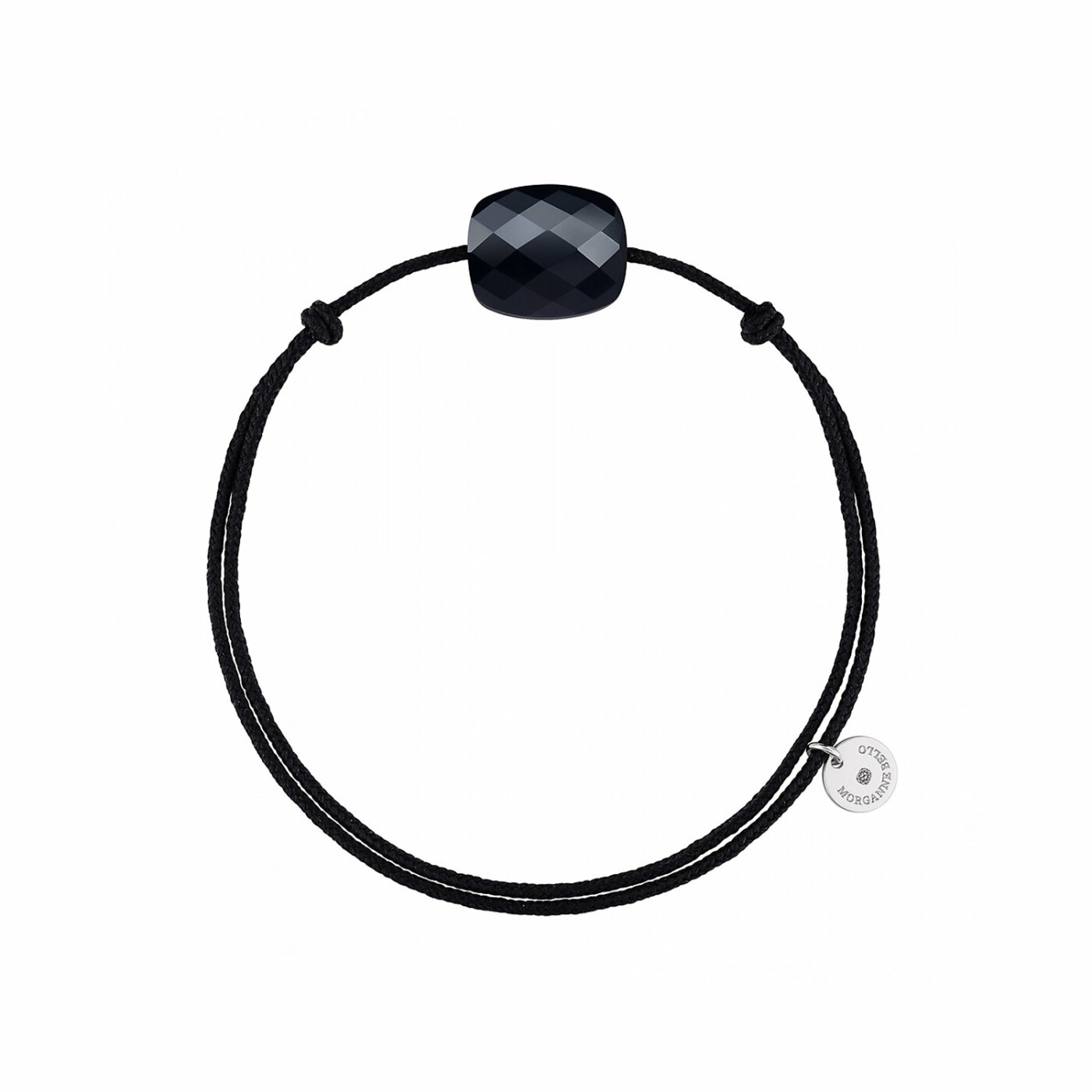 Bracelet sur cordon Morganne Bello Friandise Coussin en argent et onyx