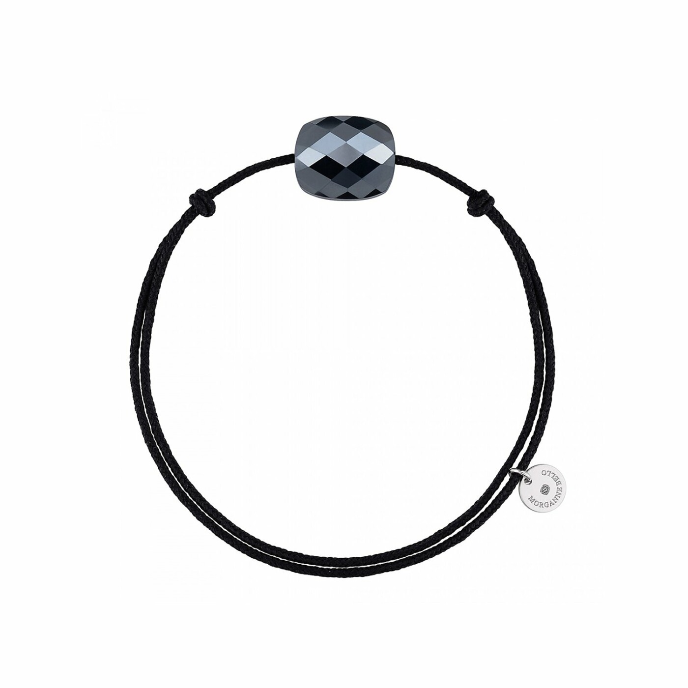 Bracelet sur cordon Morganne Bello Friandise Coussin en argent et hématite