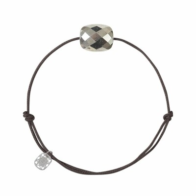 Bracelet Morganne Bello Friandise Coussin en cordon chocolat et pyrite