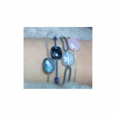 Bracelet Morganne Bello Friandise Coussin en cordon blue jean et piétersite bleue