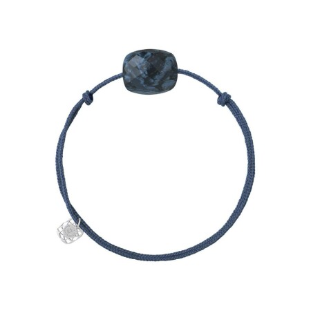 Bracelet Morganne Bello Friandise Coussin en cordon blue jean et piétersite bleue