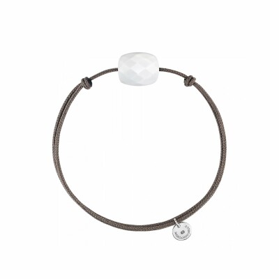 Bracelet sur cordon Morganne Bello Friandise Coussin en argent et agate blanche