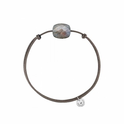 Bracelet sur cordon Morganne Bello Friandise Coussin en argent et labradorite