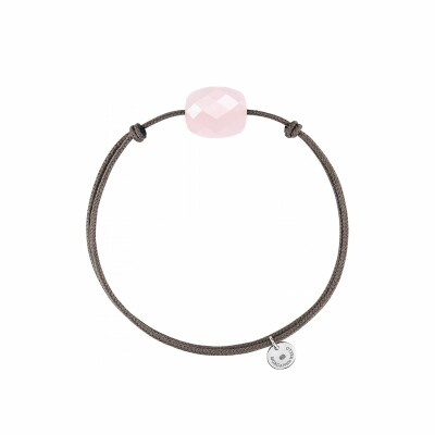 Bracelet sur cordon Morganne Bello Friandise Coussin en argent et quartz rose