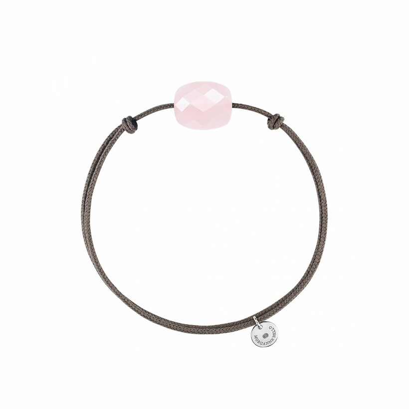 Bracelet sur cordon Morganne Bello Friandise Coussin en argent et quartz rose