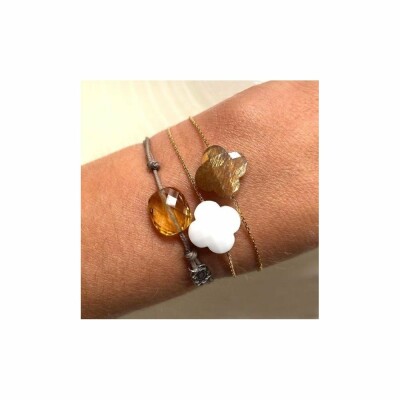 Bracelet Morganne Bello Friandise Coussin en cordon taupe et citrine