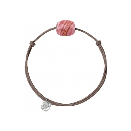 Bracelet sur cordon Morganne Bello Friandise en argent et rhodochrosite