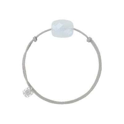 Bracelet Morganne Bello Friandise Coussin en cordon gris souris et pierre de lune arc-en-ciel