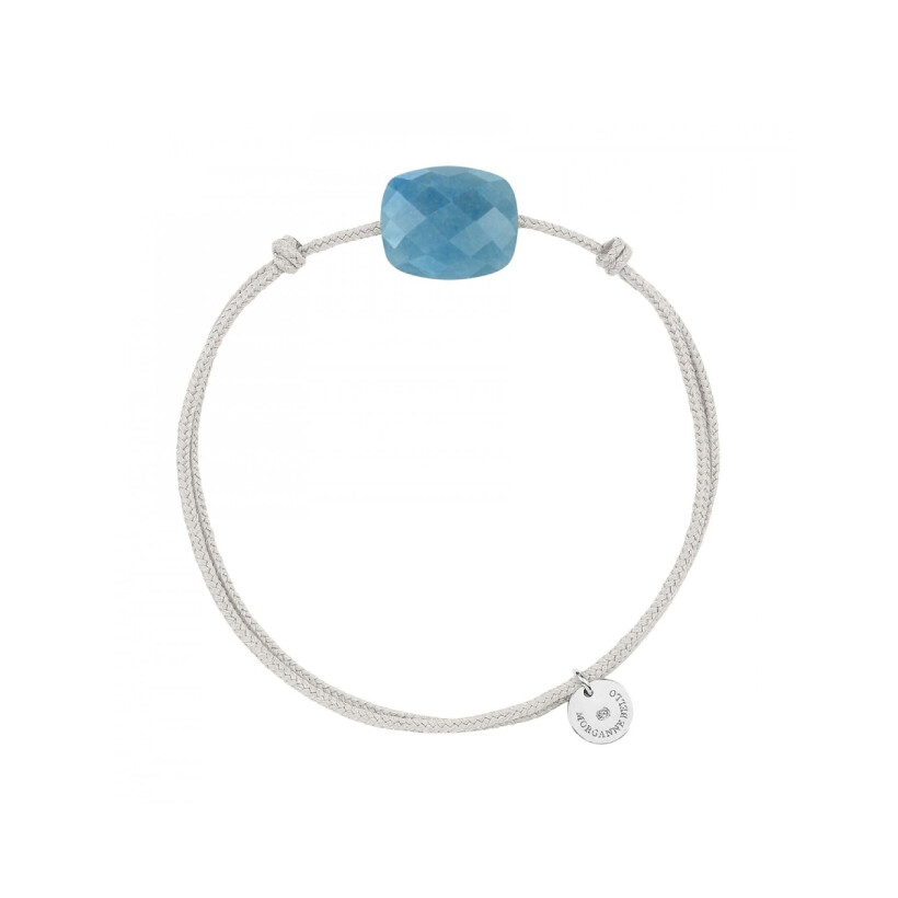 Bracelet sur cordon Morganne Bello Friandise Coussin en argent et quartz bleu
