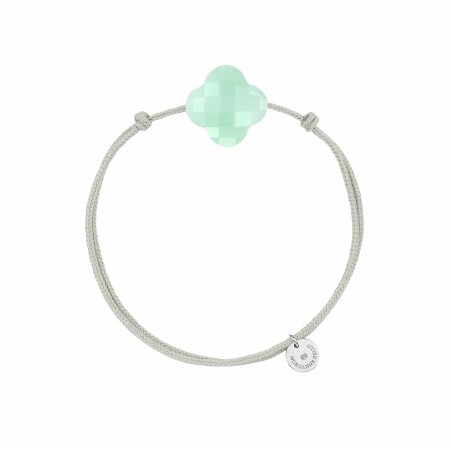 Bracelet sur cordon Morganne Bello Friandise Trèfle en argent et chrysoprase