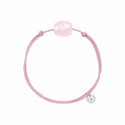 Bracelet sur cordon Morganne Bello Friandise Coussin en argent et quartz rose