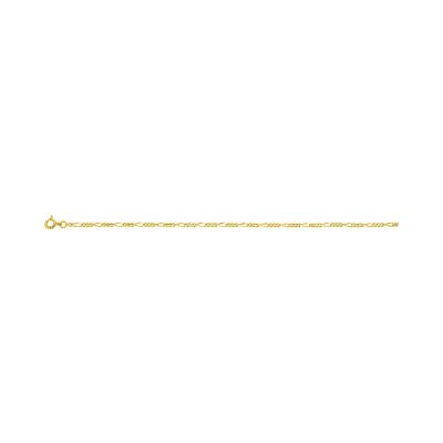 Bracelet chaîne maille figaro alternée en plaqué or, taille 18cm