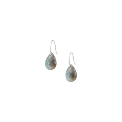 Boucles d'oreilles Morganne Bello Friandise en or blanc et labradorite