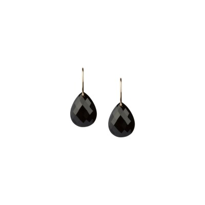 Boucles d'oreilles Morganne Bello Friandise en or jaune et onyx